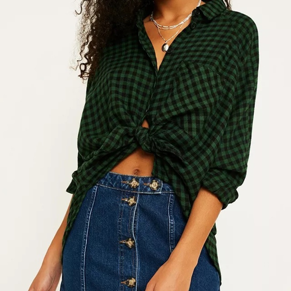 Urban Outfitters Plaid Green Women's Top